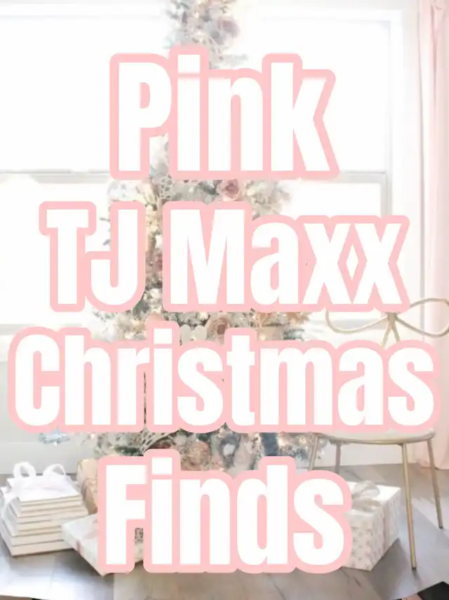 A festive image featuring a pink Christmas tree adorned with decorations, surrounded by wrapped gifts. The text "Pink TJ Maxx Christmas Finds" is prominently displayed, indicating the theme of the article.